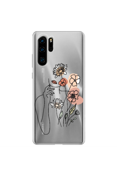 Other Huawei P30 Pro Lady with Flowers Transparent Silicone TPU Θήκη