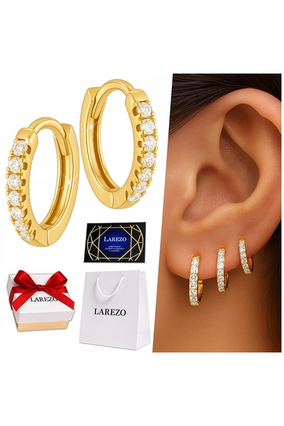 Larezo Cercei Rotunzi Din Argint 925 Placati Cu Aur, Model Glamour Cu Zirconi...