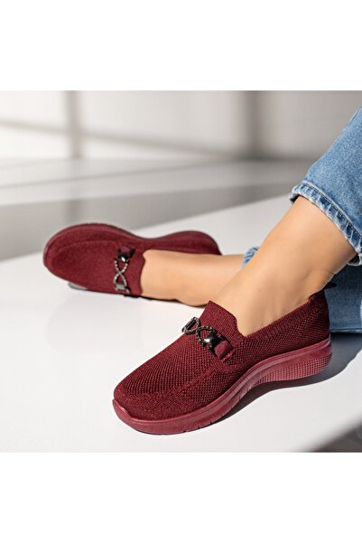 Modlet.ro Women's burgundy espadrilles with decorative accessory EMA1