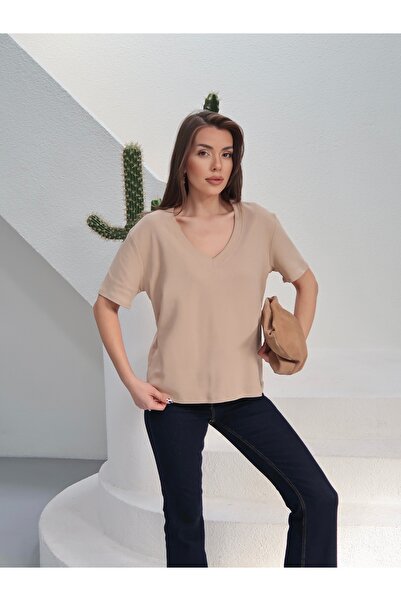 Paw Garage Tricou oversize din țesătură Massi Interlock cu decolteu în V pent...