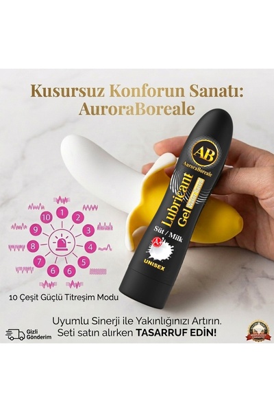 AuroraBoreale Premium Süt Aromalı Kayganlaştırıcı Jel 10 Modlu Muz Tasarımlı ...