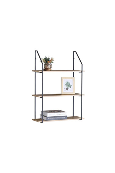 Target Home Vita-3 ράφι τοίχου με 3 δρύινα ράφια 60 x 20 x 80 εκ. με μαύρο με...