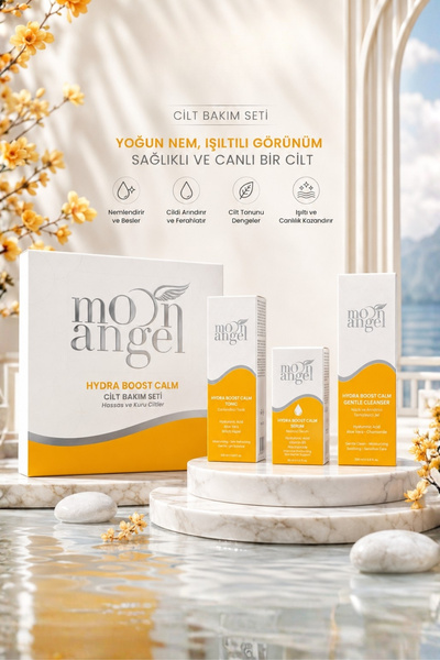 MOON ANGEL Hydra Boost Calm 3`lü Cilt Bakım Seti Temizleyici Jel, Tonik ve Se...