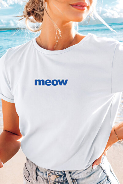 Auryne Jewelry Unisex Meow T-Shirt 100% Organic Cotton Crew Neck Comfortable ...