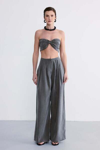 FACETTE Lace Crop Pantolon Takım Haki