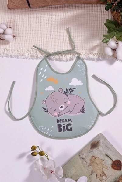 Babydonat Bear Desenli Sıvı Geçirmez Armut Önlük Boyundan ve Belden Bağlamalı...