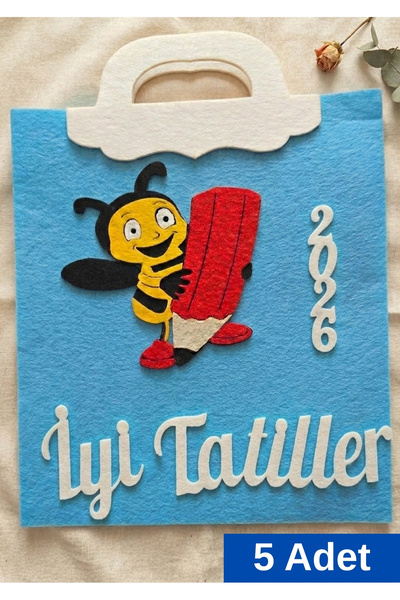 Keçebahçesi Kayseri Arılı İyi Tatiller Karne Çantası - Keçe Karne Çantası - A...