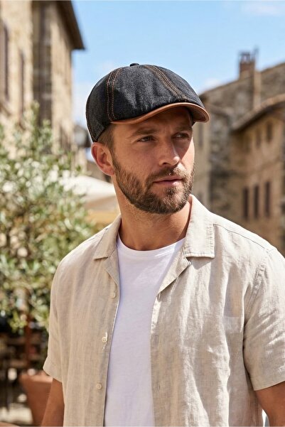 Hat Town Premium Denim Cap - Ivy Cap with Leather Visor Detail