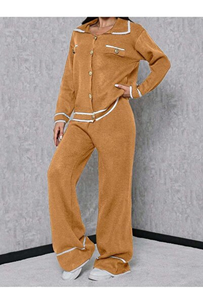 Iuliashop Knitted Set with Camila Pants in Dark Beige - M