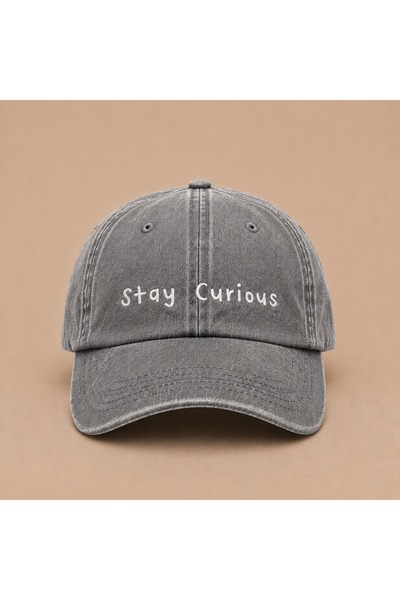WeavedCo Stay Curious (Stay Curious) Written Vintage Washed Hat