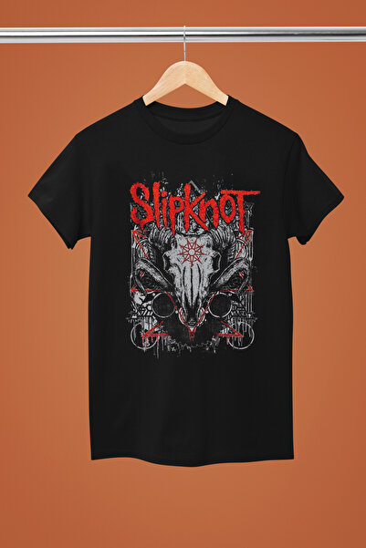 MAGORS SLIPKNOT BASKILI PAMUKLU KISA KOLLU REGULAR KALIP ROCK TSHIRT
