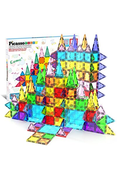 PicassoTiles مجموعة بناء مغناطيسية من بيكاسو تايلز - 60 قطعة - بحجم مناسب للسفر