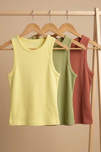 COTENCONCEPT 3 piese Tricou cu bretele din amestec de viscoză, cu nervuri