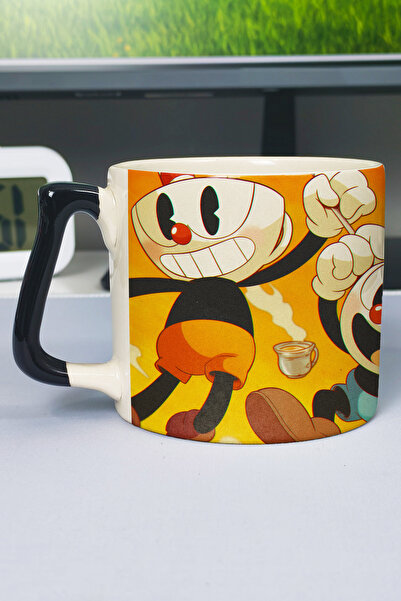 ZipZap Cuphead Printed Ceramic Luxury Mug (1 Piece) Special Black Handle Wave...