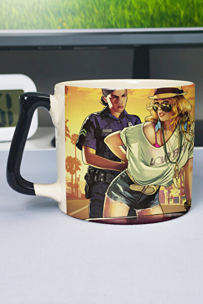 ZipZap Gta 5 Printed Ceramic Luxury Mug (1 Piece) Custom Black Handle Wave Ha...