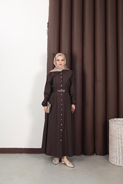 butik hira فستان حجاب من قماش المودال بأزرار