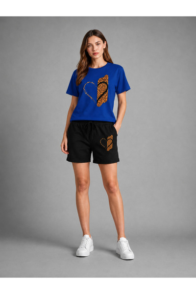 Gutsy Tricou și pantaloni scurți subțiri de vară, supradimensionați, cu impri...