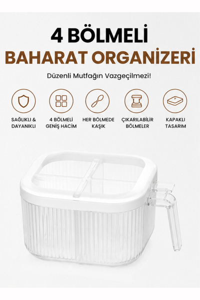 VAN VLECK Bölmeli Baharat Organizeri – Kapaklı Çok Bölmeli Baharatlık Kutusu,...