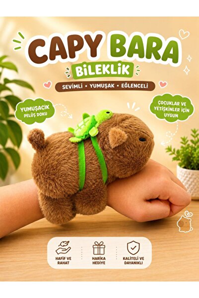 TOYSTAR Sevimli Kapibara Bileklik Peluş Oyuncak Bileğe Takılabilen Kuyruğu Ha...