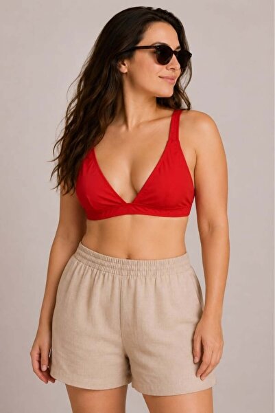 Starinci Mayo Kırmızı Bralet Bikini Üstü Ayarlanabilir Askılı