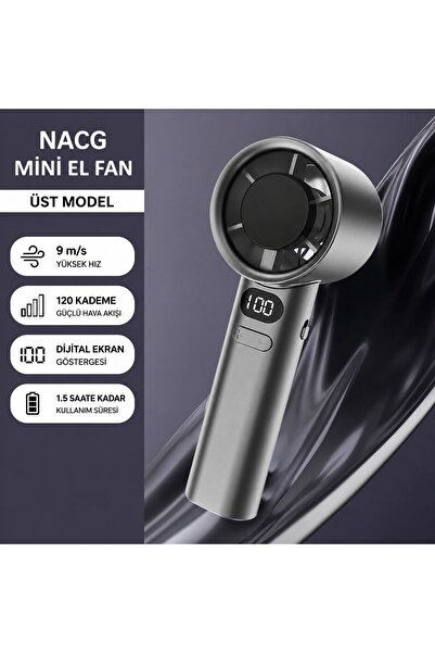 NACG Şarjlı Taşınabilir El Fanı - Sessiz USB Masaüstü Vantilatör - 120 Kademe...