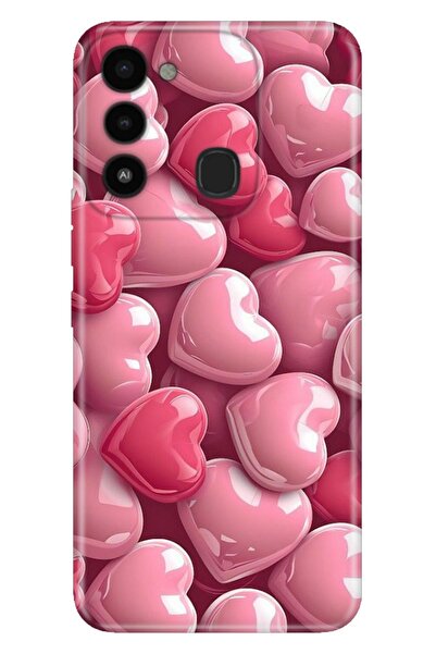 TECNO Spark 8C Kılıf Yansıyan Kalpler Temalı Desenli Darbe Emici Silikon