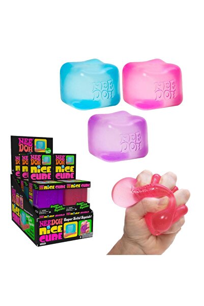 Gökkuşağı Sepeti Nee Doh Şeffaf Küp Squishy Stres Oyuncağı - Renkli Jel Küp