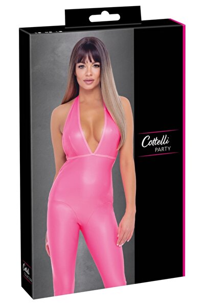 Cottelli Catsuit – PARTY Jumpsuit hot pink M M – Eye-catching, bright pink co...