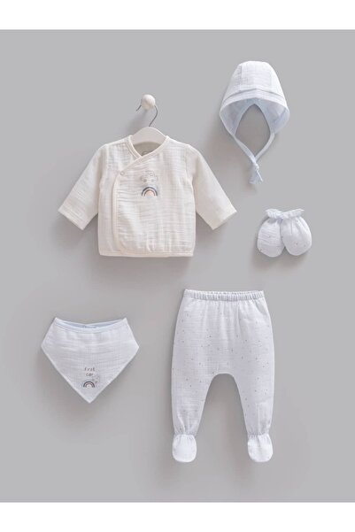 Valia Baby 100% Cotton Premium Muslin Basic Baby Boy Set of 5 for Newborns