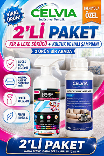 CELVIA Temizlik Koltuk Halı Yıkama Makinesi Şampuanı Köpük Ayarlı 1Lt & Kir v...