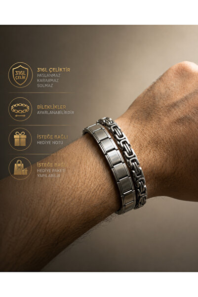 PURE BERRY Men's Italian Charm King Bracelet Set