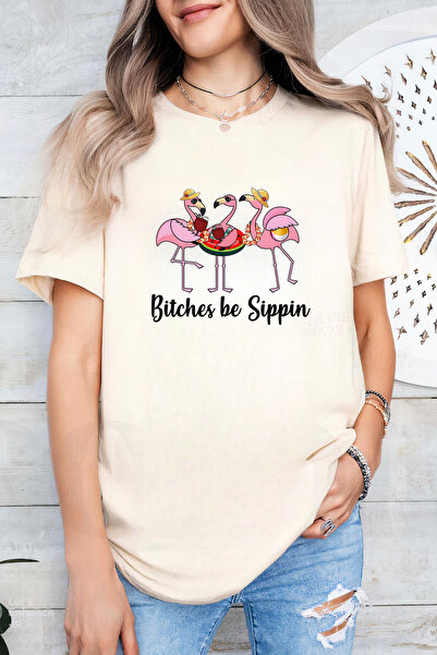 Sarah's Boutique Women's T-shirt – 100% cotton – Flamingo Sippin