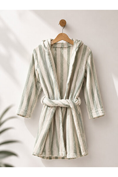 Pufiko Kids Blue Striped Unisex Bathrobe