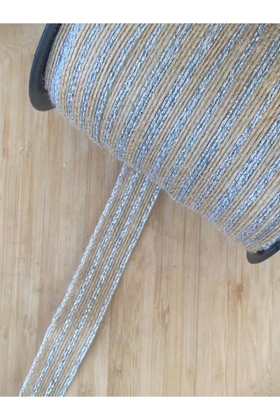 Lorin hobi Silver Glitter Straw, Jute Ribbon Width: 2.3 cm Length: 1 Meter