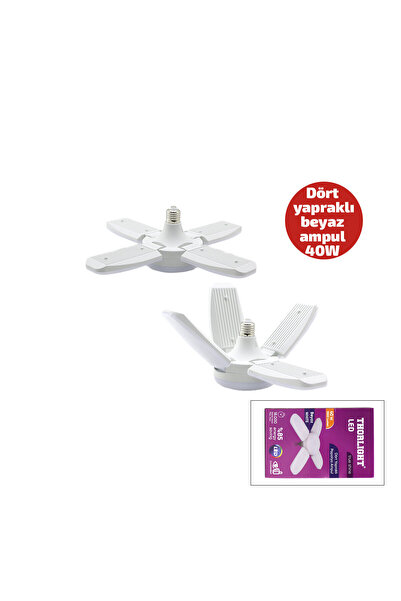 Findit 1+4 KOLLU - YAPRAKLI PERVANE MODELİ PAPATYA BEYAZ LED LAMBA AMPUL 40W ...