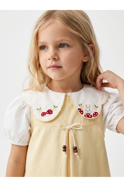 LADYGOLD KIDS Kız Çocuk Tavşanlı Yakalı Jile Elbise Bluzlu 2’li Takım