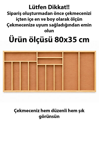 ayfiwood 80X35 cm Wooden Spoon Holder Drawer Organizer Natural Wood Kitchen O...