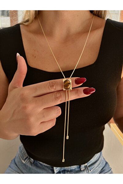 Twinssis Accessories Gold Women's Y Model Necklace with Elevator Design