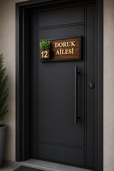 SHELİFE Kişiye Özel Ahşap Kapı İsimliği ve Kapı Numarası 15x25 cm | Dekoratif...