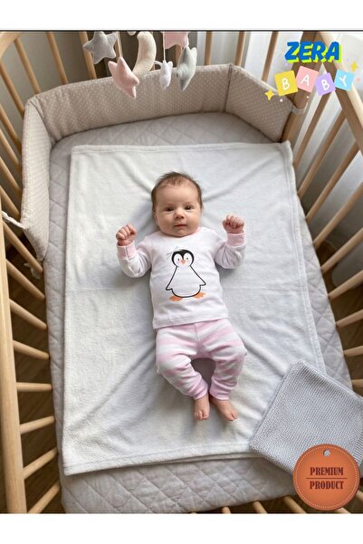 zera collection Organic Cotton 6-18 Months Baby Girl Pajama Set - Penguin Pat...