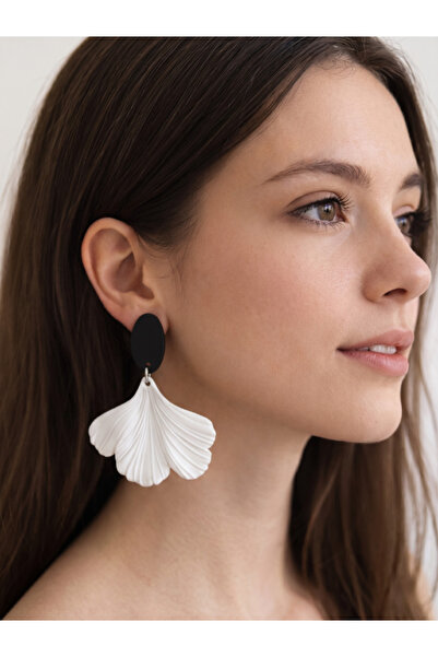 Fullment Ginko Leaf Black - White Women's Earrings – Modern Technology, Aesth...