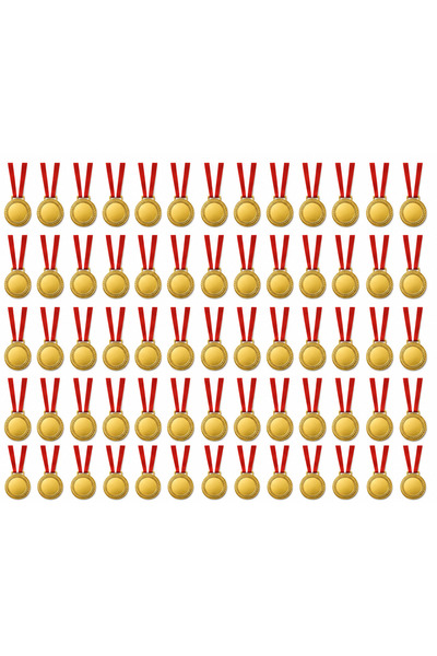 siverek reklam 50Pcs Blank Medals Gold Color Red White Award Medal with Lanya...