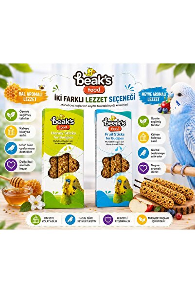 Beaks Beak’s Muhabbet Kuşu Krakeri Bal Ve Meyve Aromalı 6’lı Kraker Çubuğu
