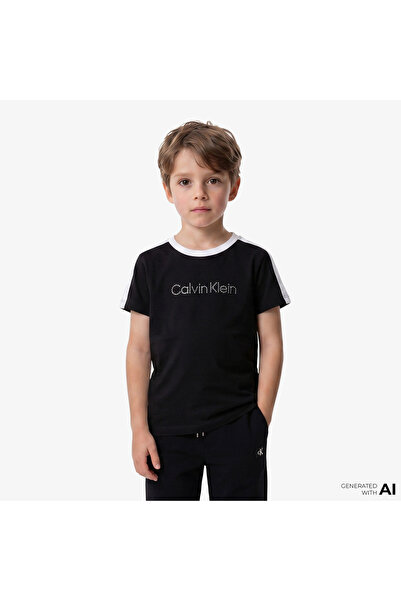 Calvin Klein Taping Çocuk Siyah T-Shirt