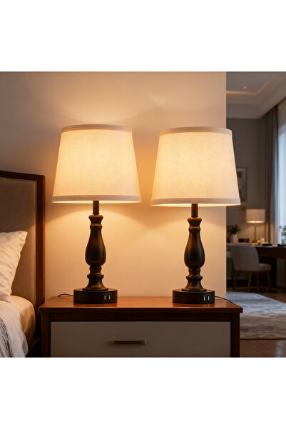 sharpdo 2-Piece Minimalist Fabric Table Lamp Set