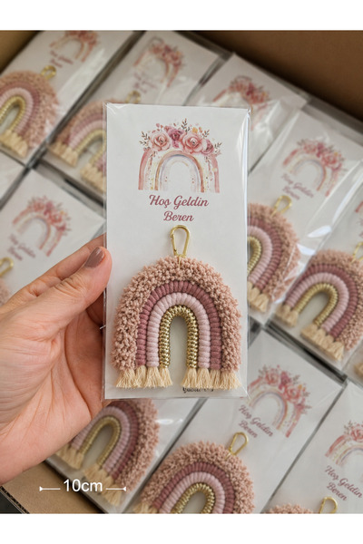 makromelvandesign 6 Adet Makrome Gökkuşağı Anahtarlık& Magnet / Hediyelik Set...