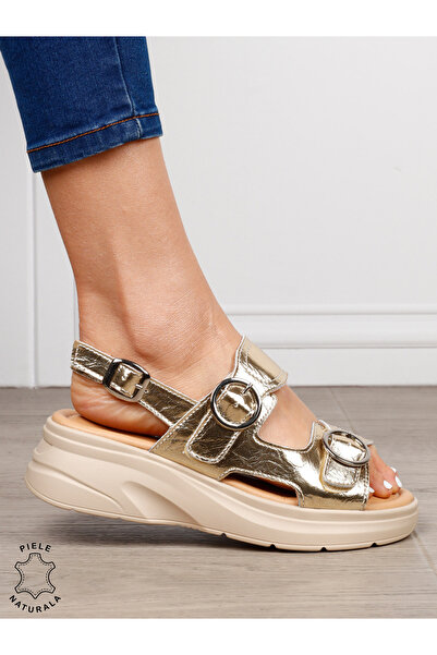 ANGEL BLUE Sandals made of Genuine Leather, modern style with Buckled CRL1643...