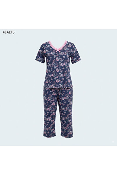 Generic Plus Size Viscose Pajama Set | Capri Pants & Short-Sleeve Shirt | Mad...