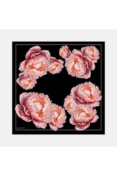 Zerafetim Twill Silk Scarf Black, Powder Pink