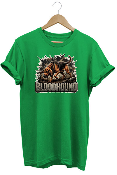 WİDİ Unisex Blood Hound Printed T-Shirt - Hunter Dogs Series Crew Neck Cotton...